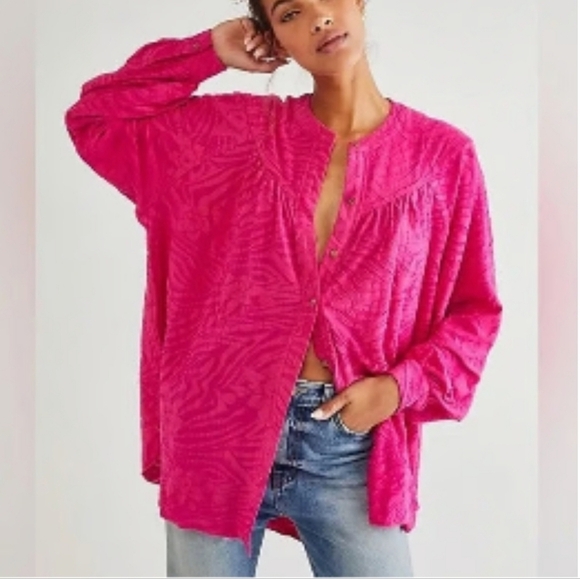 Free People Can't Stop Dreaming Flowy Tunic Size Small Hot Pink - Picture 1 of 9